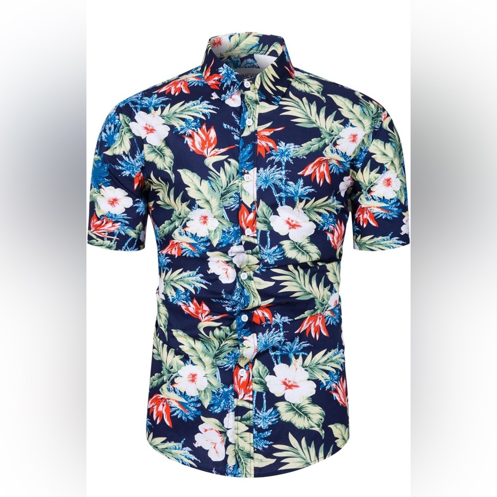 Brand New Mens 100% Cotton Button Down Hawaiian Shirt - XL